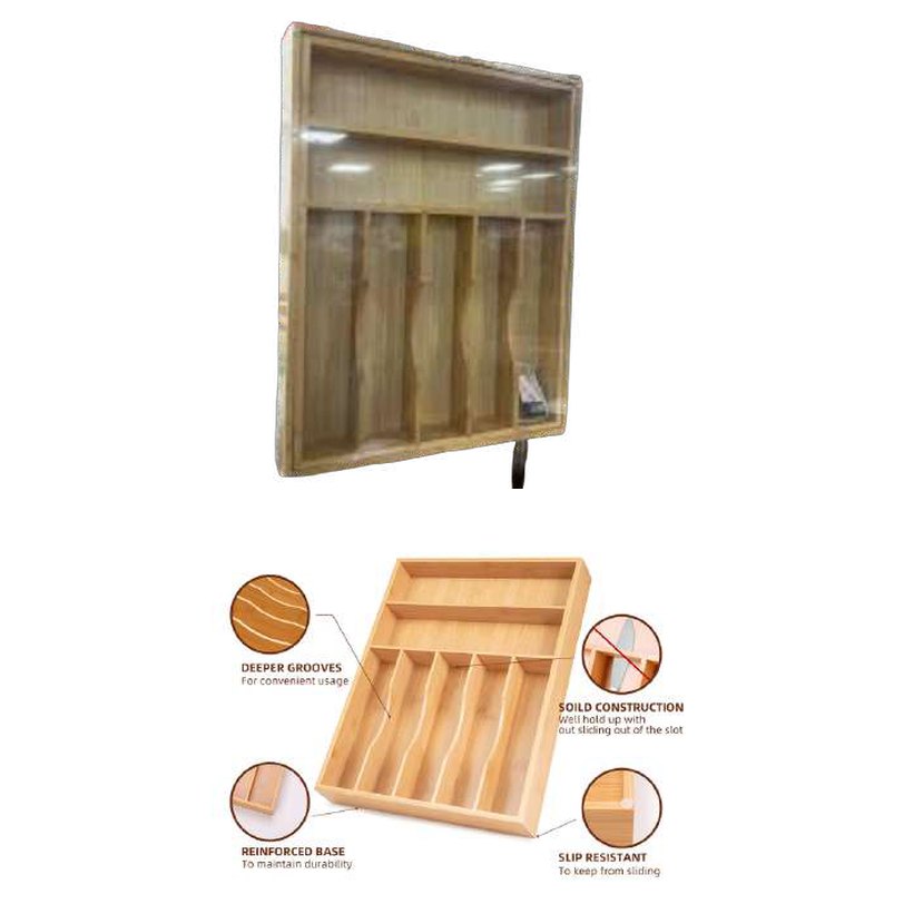 Organizador de cubiertos de bambu
