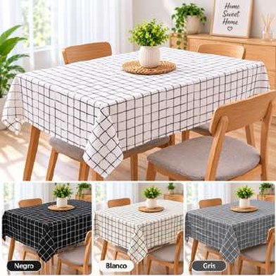 Mantel de mesa con diseño cuadros