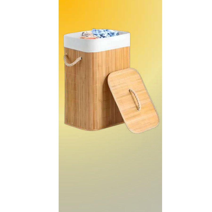 Cesto de ropa de bambu rectangular