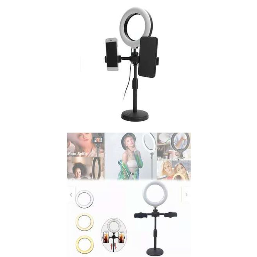 Aro led con doble soporte de celular
